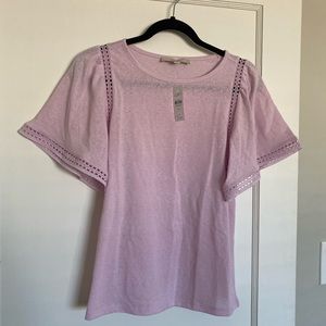 LOFT flutter sleeve top in orchid